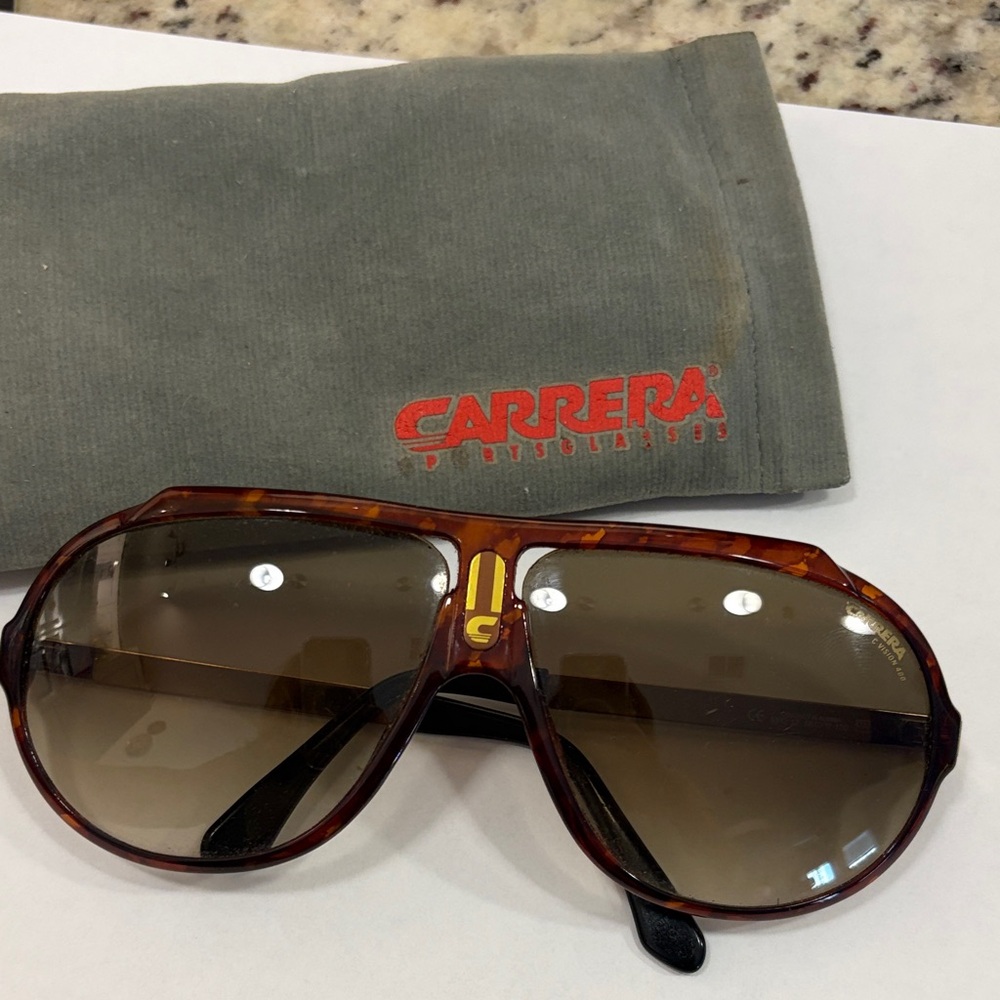 Carrera Tortoiseshell Aviator Sunglasses + Original Soft Case - Picture 3 of 5